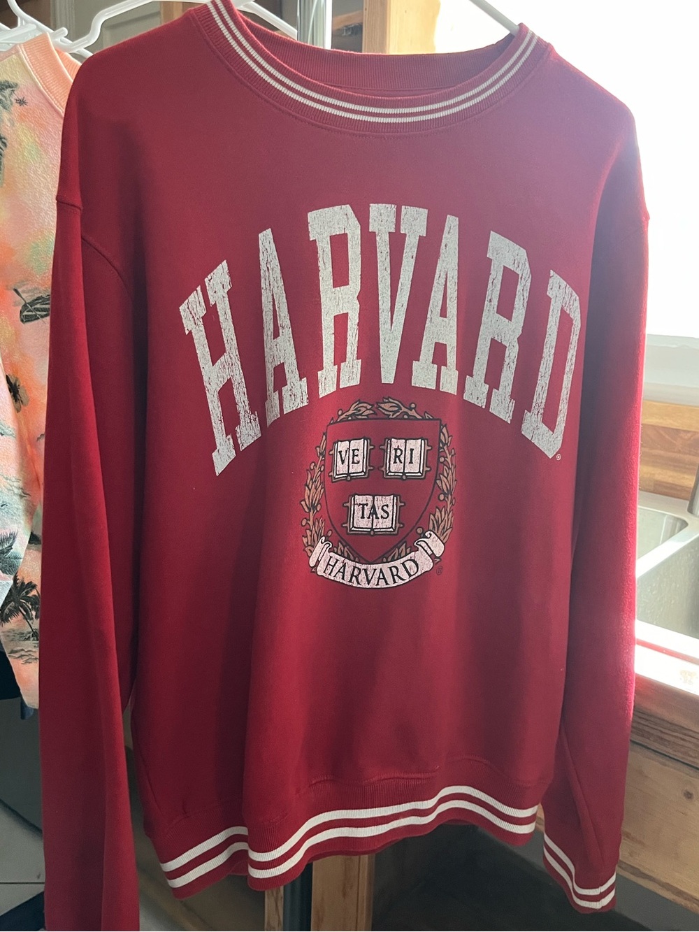Harvard University Red Crewneck Sweatshirt with Crest